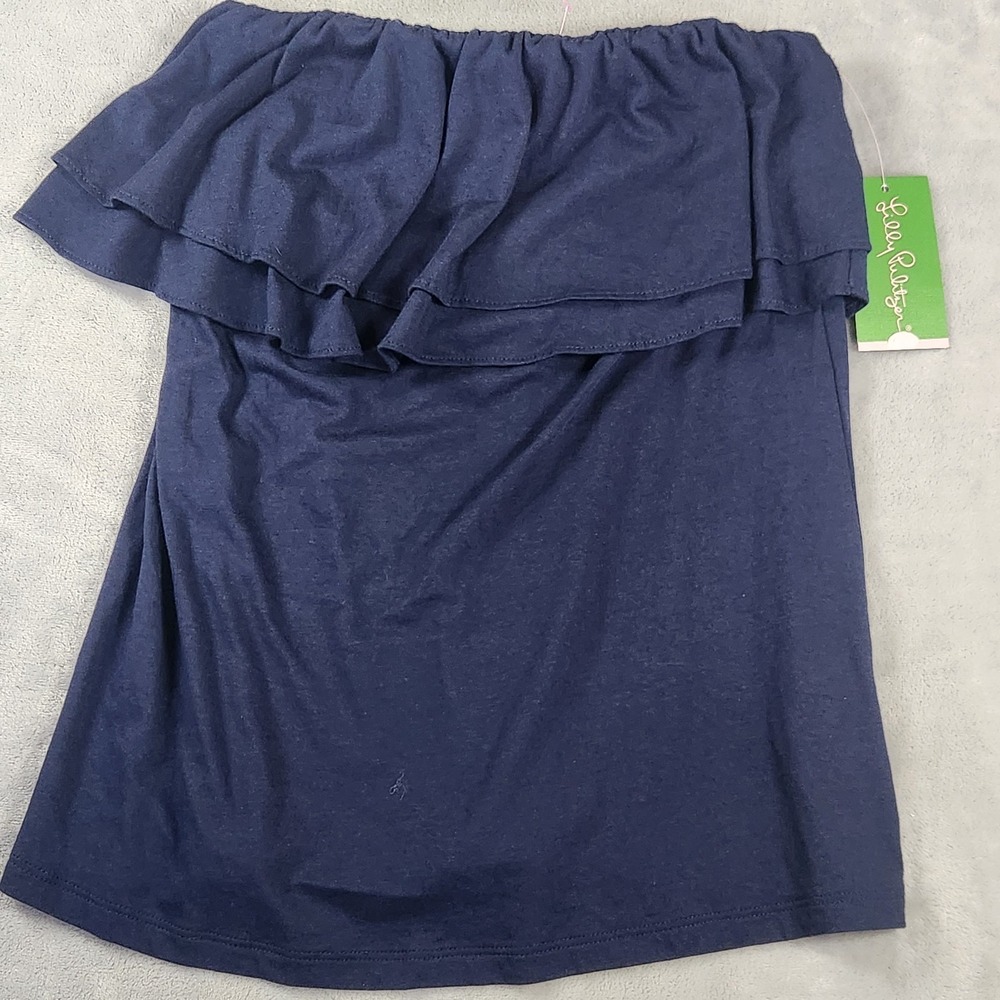 Lilly Pulitzer RILO TUBE Top Womens S True Navy Coastal Cowgirl Resort Ready